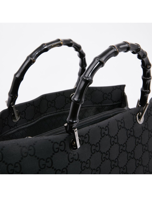Sac GUCCI "Bamboo" toile monogramme noire