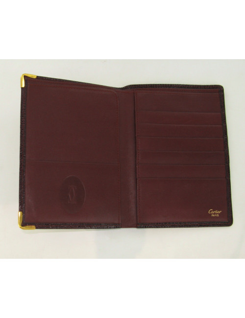 Porte Feuille CARTIER en lézard Bordeaux