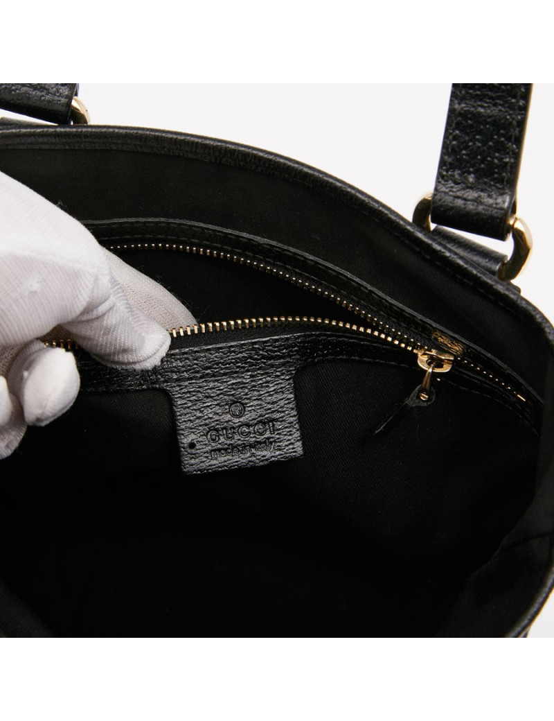 Sac seau GUCCI cuir grainé noir