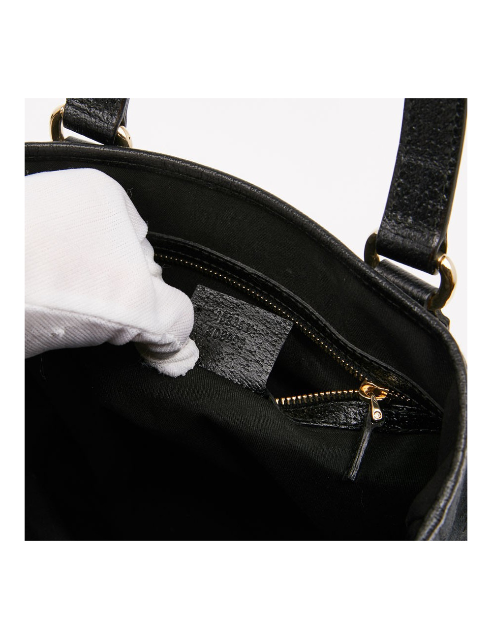 Sac seau GUCCI cuir grainé noir