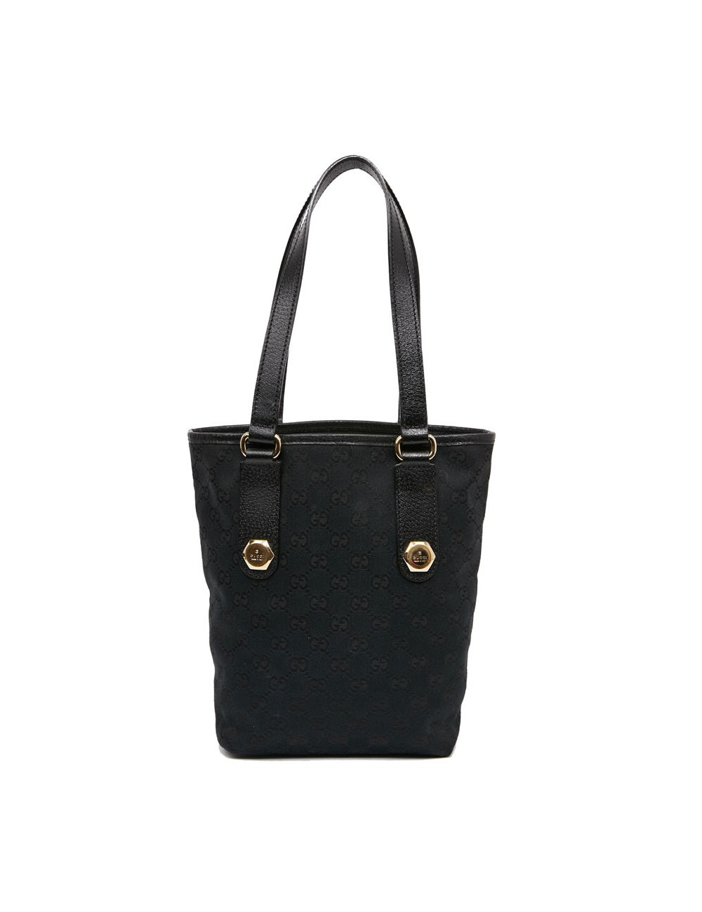 Sac seau GUCCI cuir grainé noir