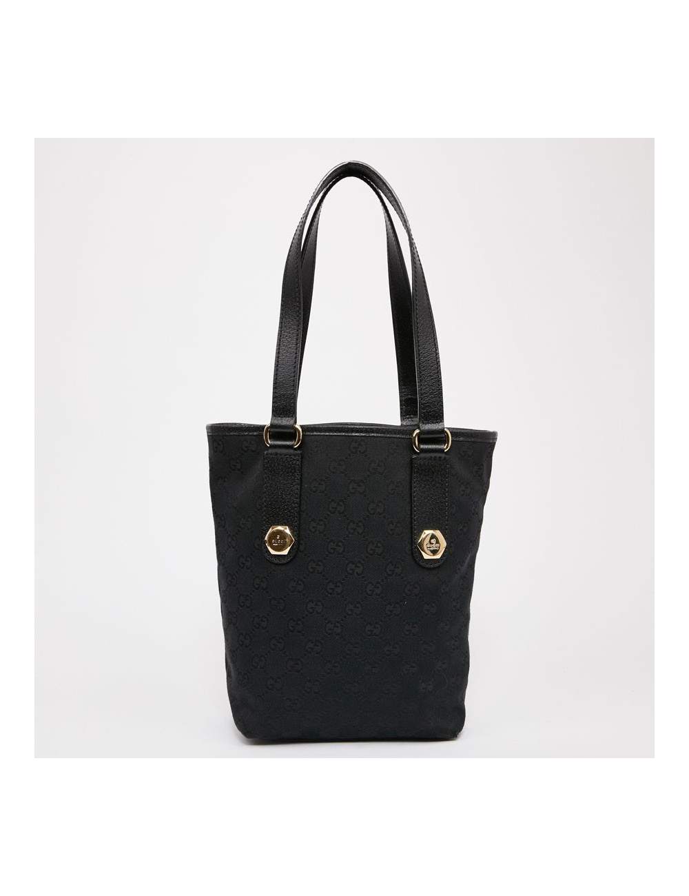 Sac seau GUCCI cuir grainé noir