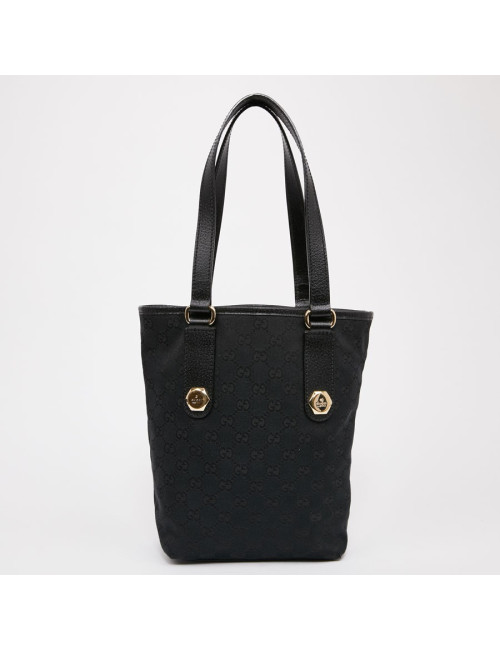 Sac seau GUCCI cuir grainé noir