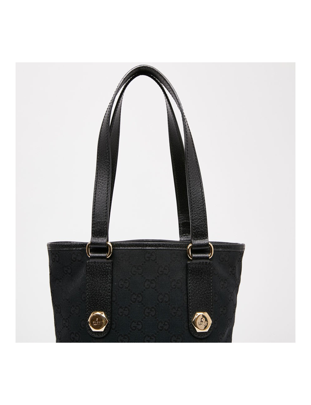 Sac seau GUCCI cuir grainé noir