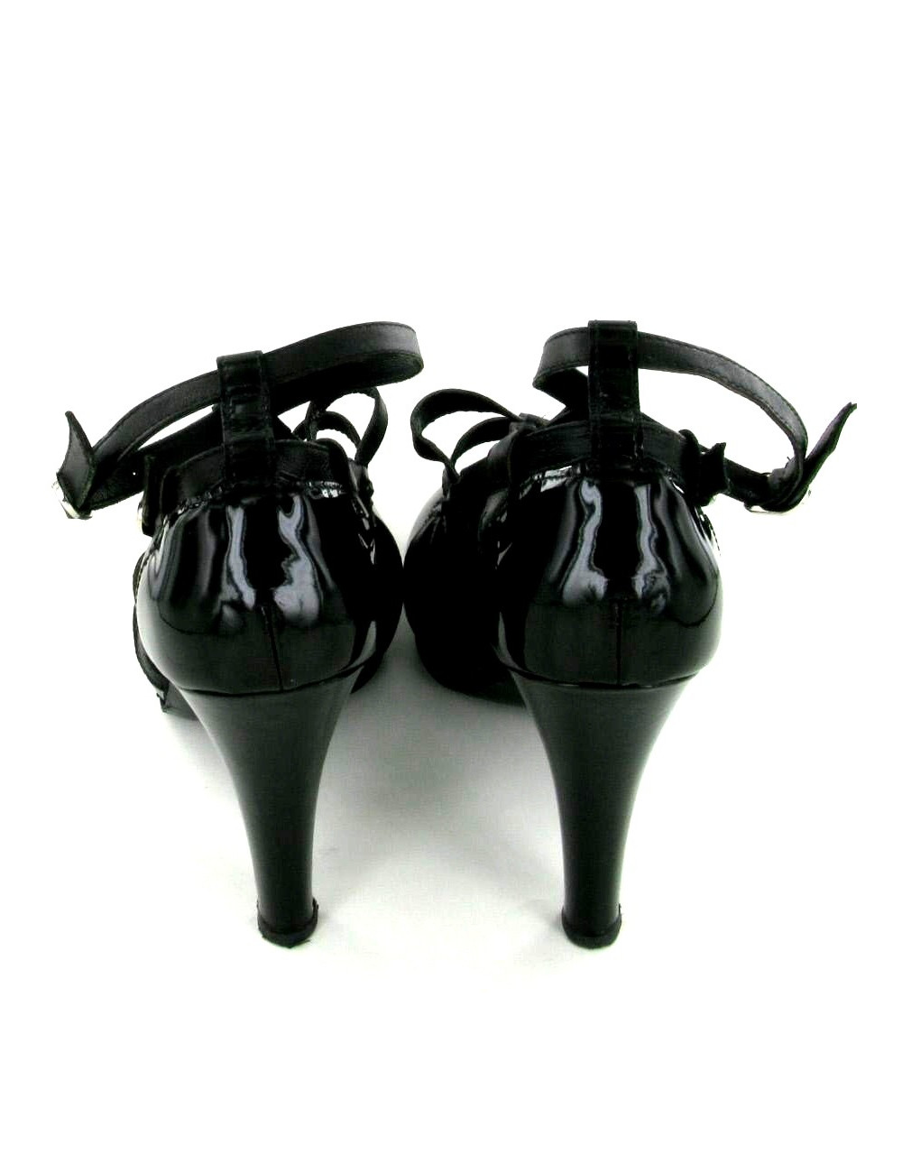 Escarpins CHANEL cuir et vernis noir T39