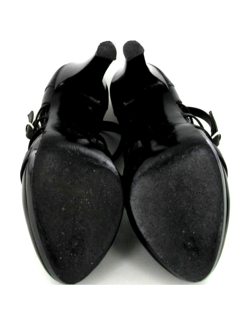 Escarpins CHANEL cuir et vernis noir T39