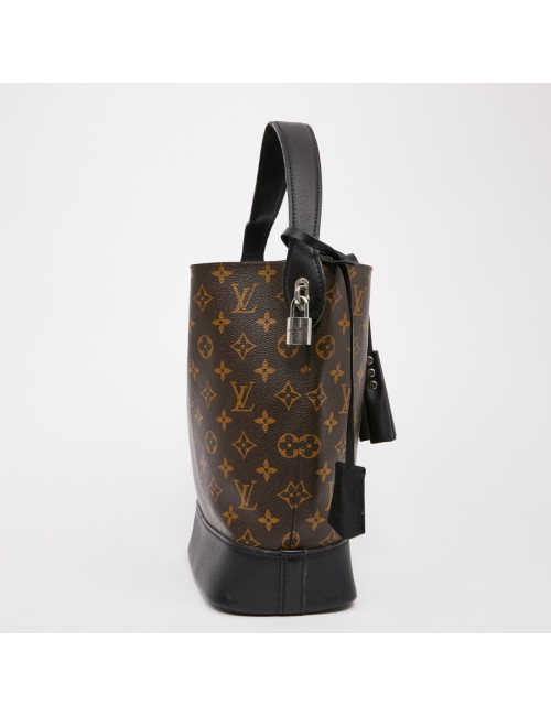 Sac seau LOUIS VUITTON toile monogram et cuir noir