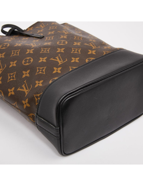 Sac seau LOUIS VUITTON toile monogram et cuir noir