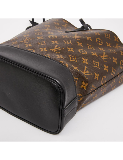 Sac seau LOUIS VUITTON toile monogram et cuir noir
