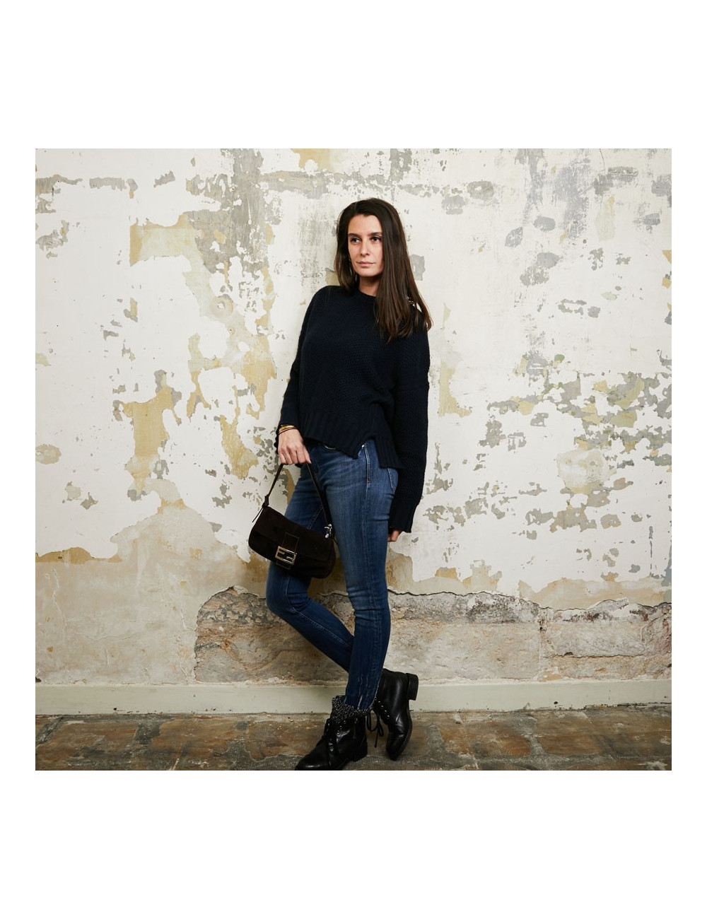 Sac Baguette FENDI Mamma en daim marron