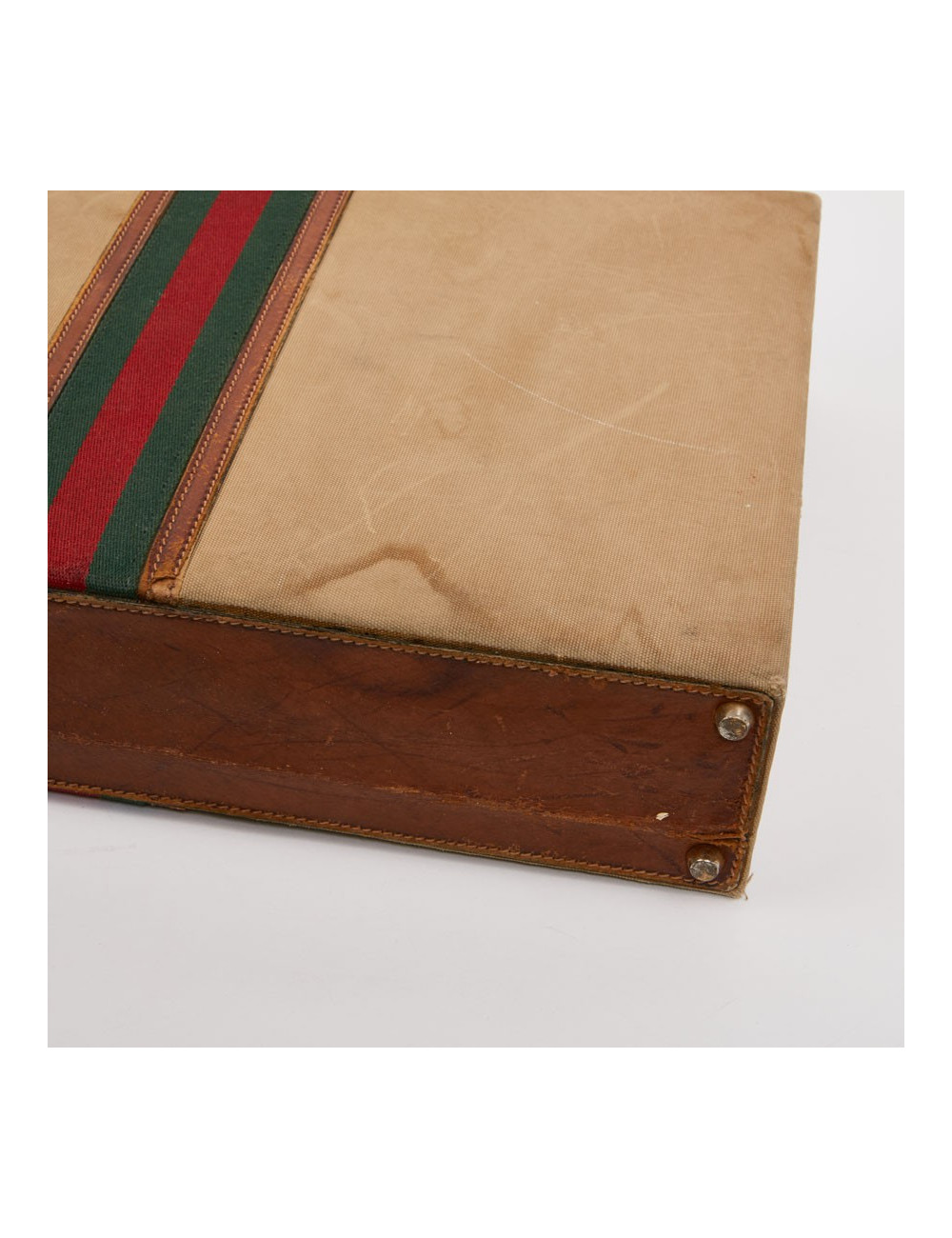 Attaché case GUCCI vintage toile et cuir beige