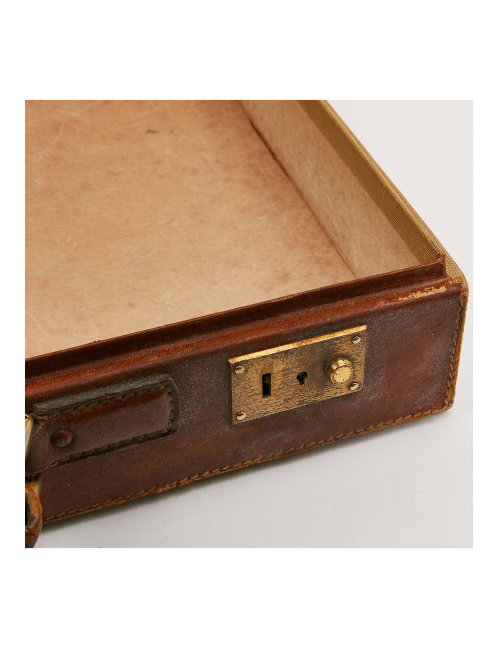 Attaché case GUCCI vintage toile et cuir beige