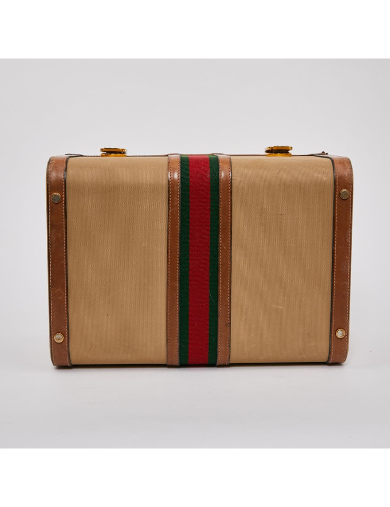 Vanity case GUCCI vintage toile et cuir beige