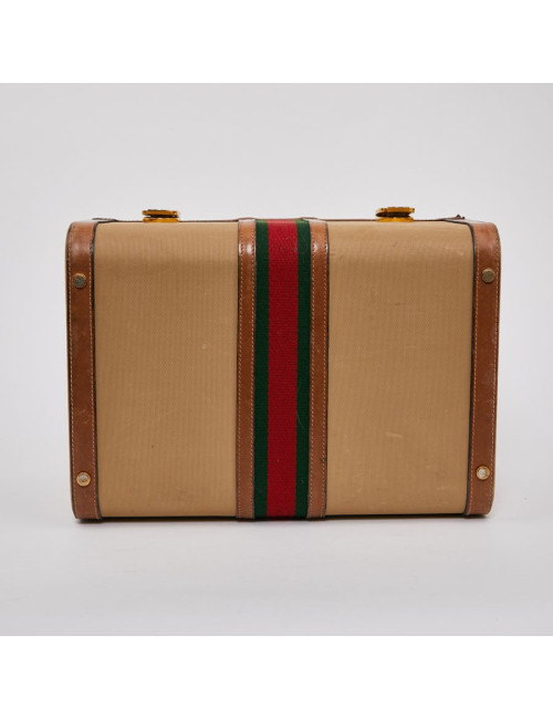 Vanity case GUCCI vintage toile et cuir beige