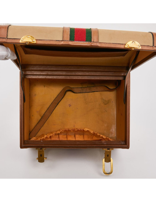 Vanity case GUCCI vintage toile et cuir beige