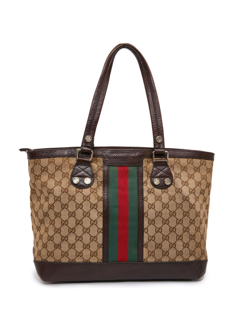 Sac GUCCI Ophidia en toile et cuir marron