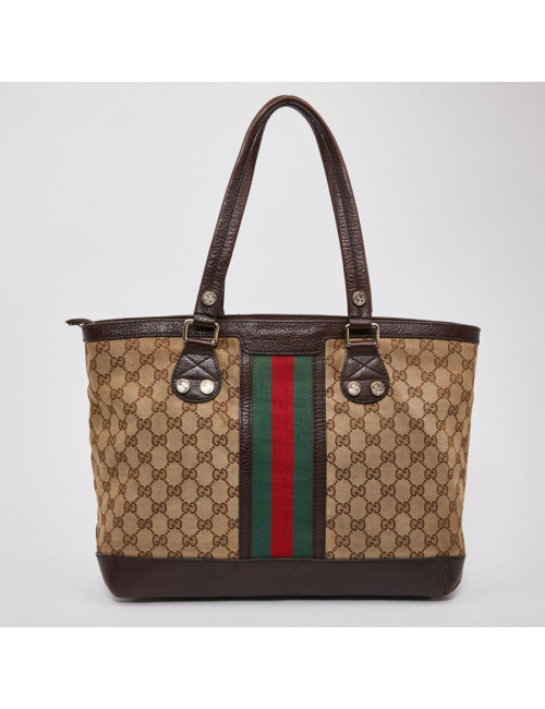 Sac GUCCI Ophidia en toile et cuir marron