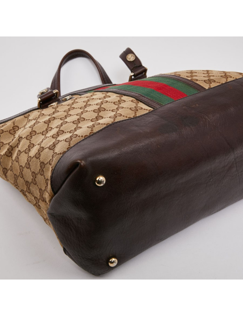 Sac GUCCI Ophidia en toile et cuir marron