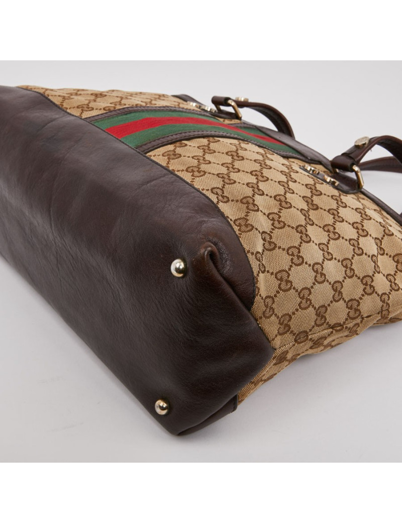 Sac GUCCI Ophidia en toile et cuir marron
