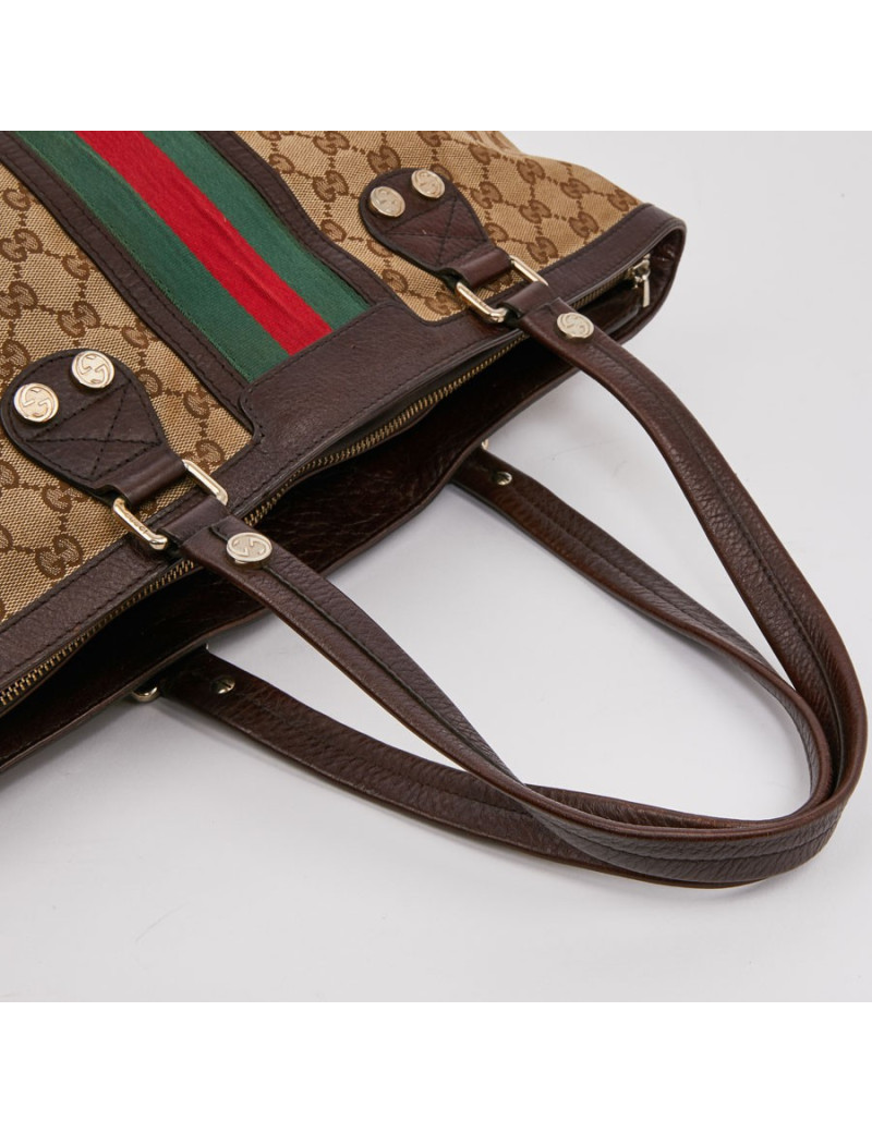 Sac GUCCI Ophidia en toile et cuir marron