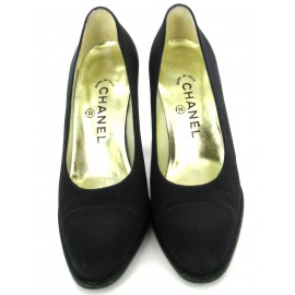 CHANEL Couture pumps in black satin T 39