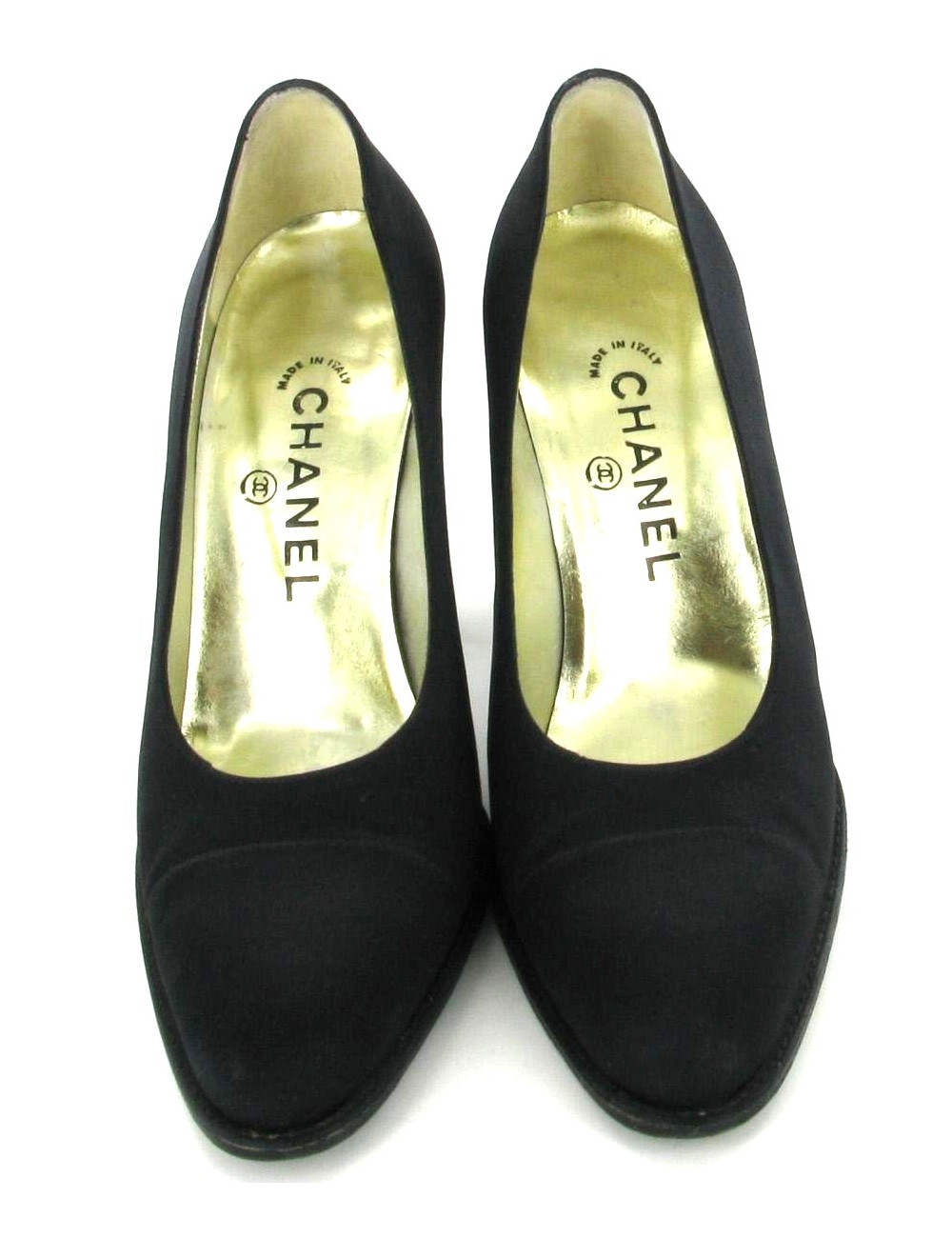 Escarpins CHANEL Couture en satin noir T 39