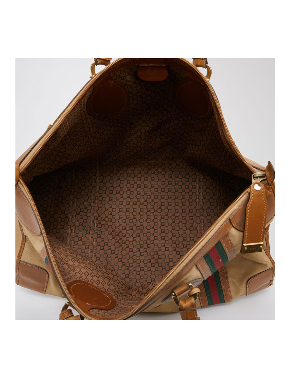 Weekender GUCCI vintage toile et cuir beige