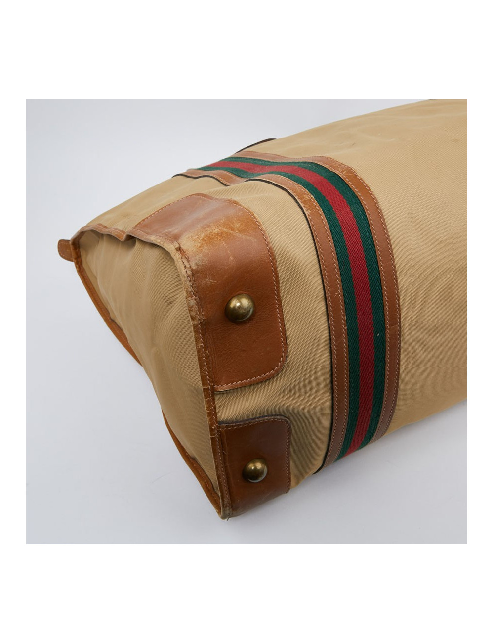 Weekender GUCCI vintage toile et cuir beige