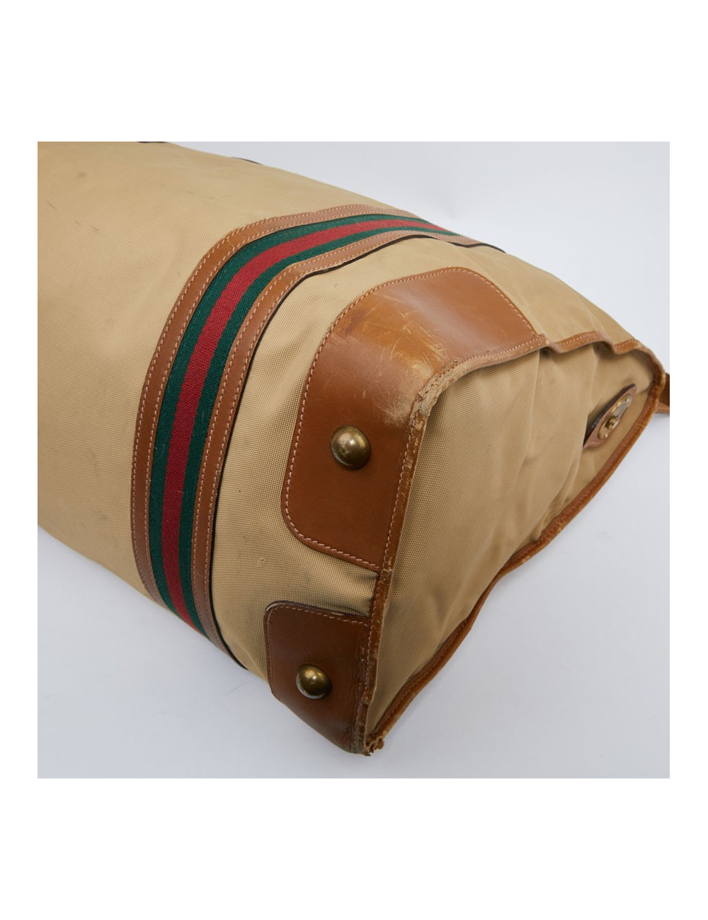 Weekender GUCCI vintage toile et cuir beige