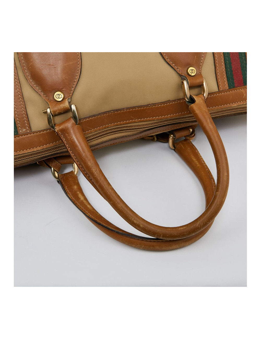 Weekender GUCCI vintage toile et cuir beige