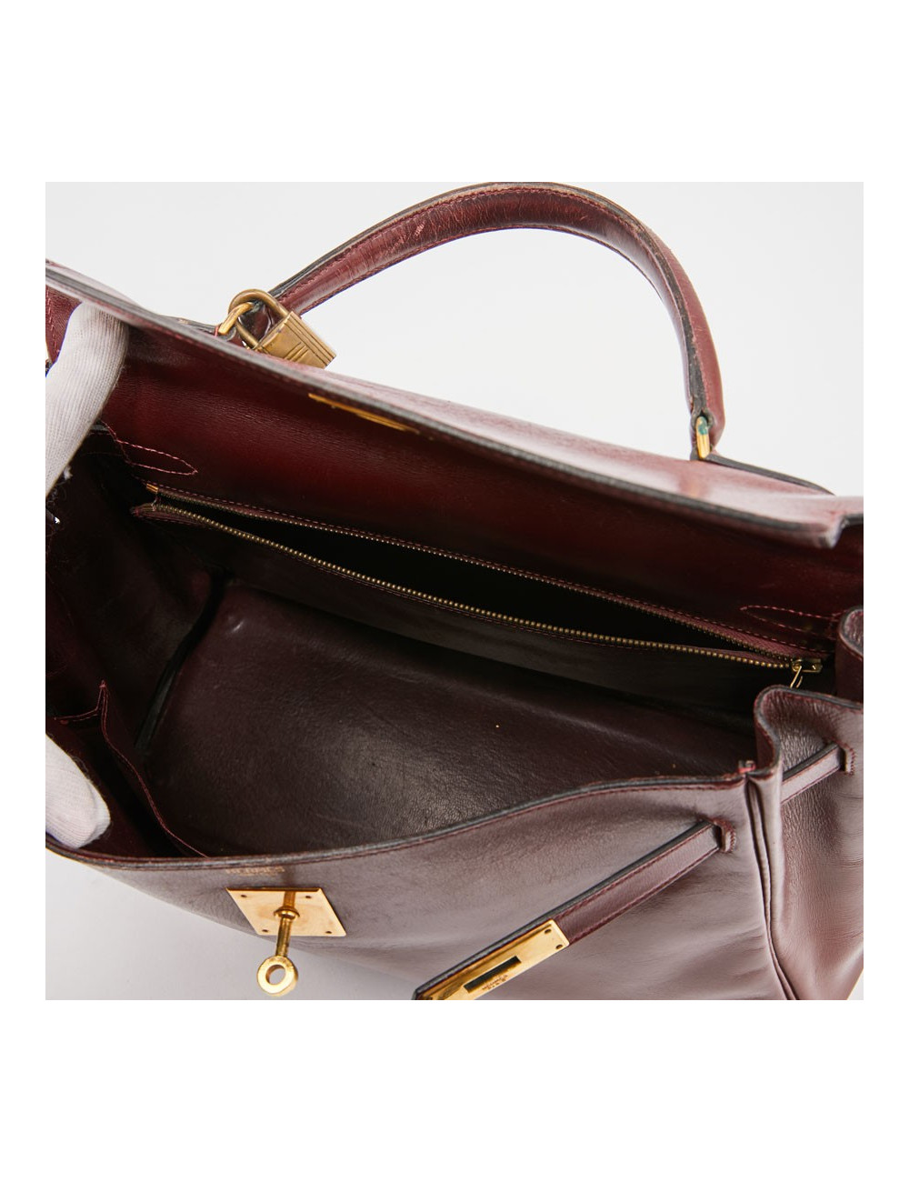 Kelly HERMES cuir box bordeaux