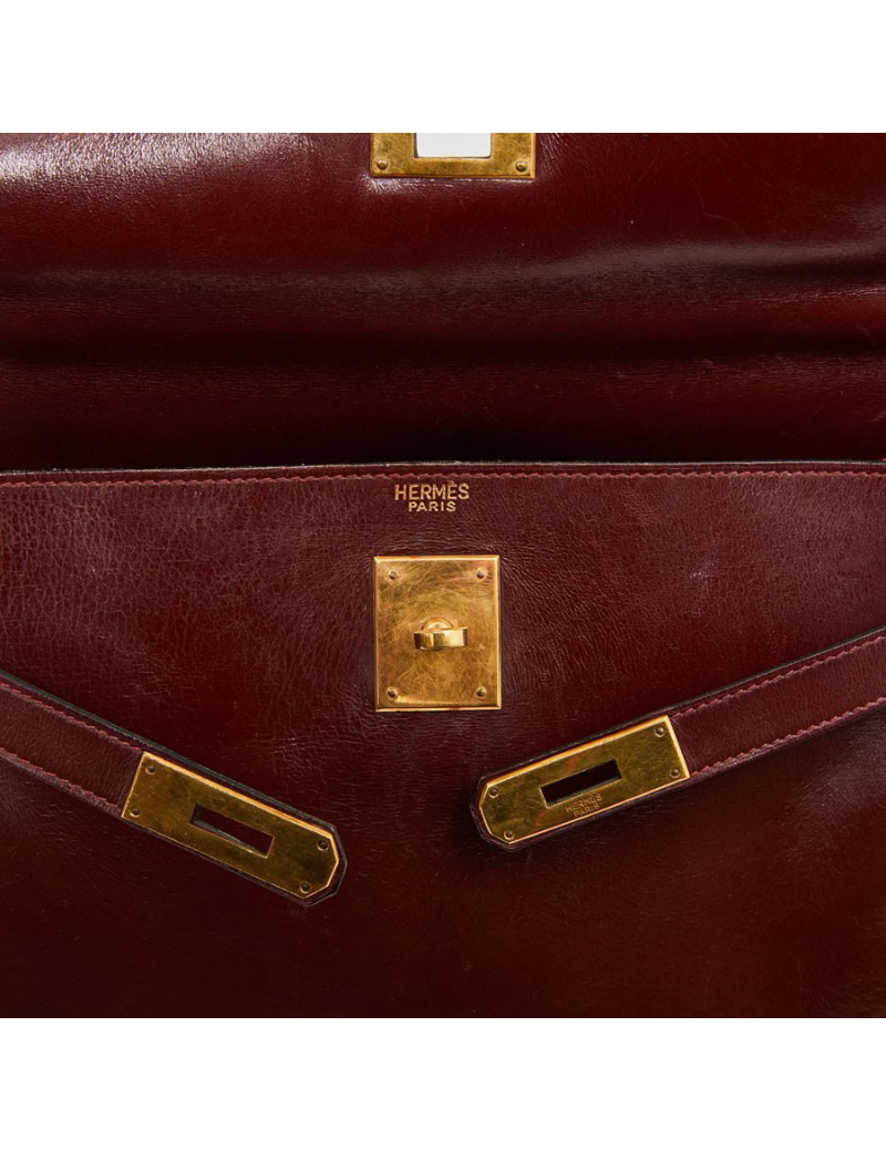 Kelly HERMES cuir box bordeaux