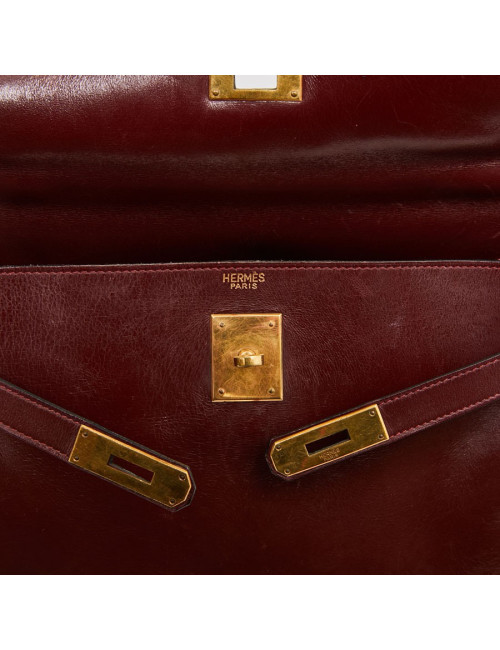 Kelly HERMES cuir box bordeaux