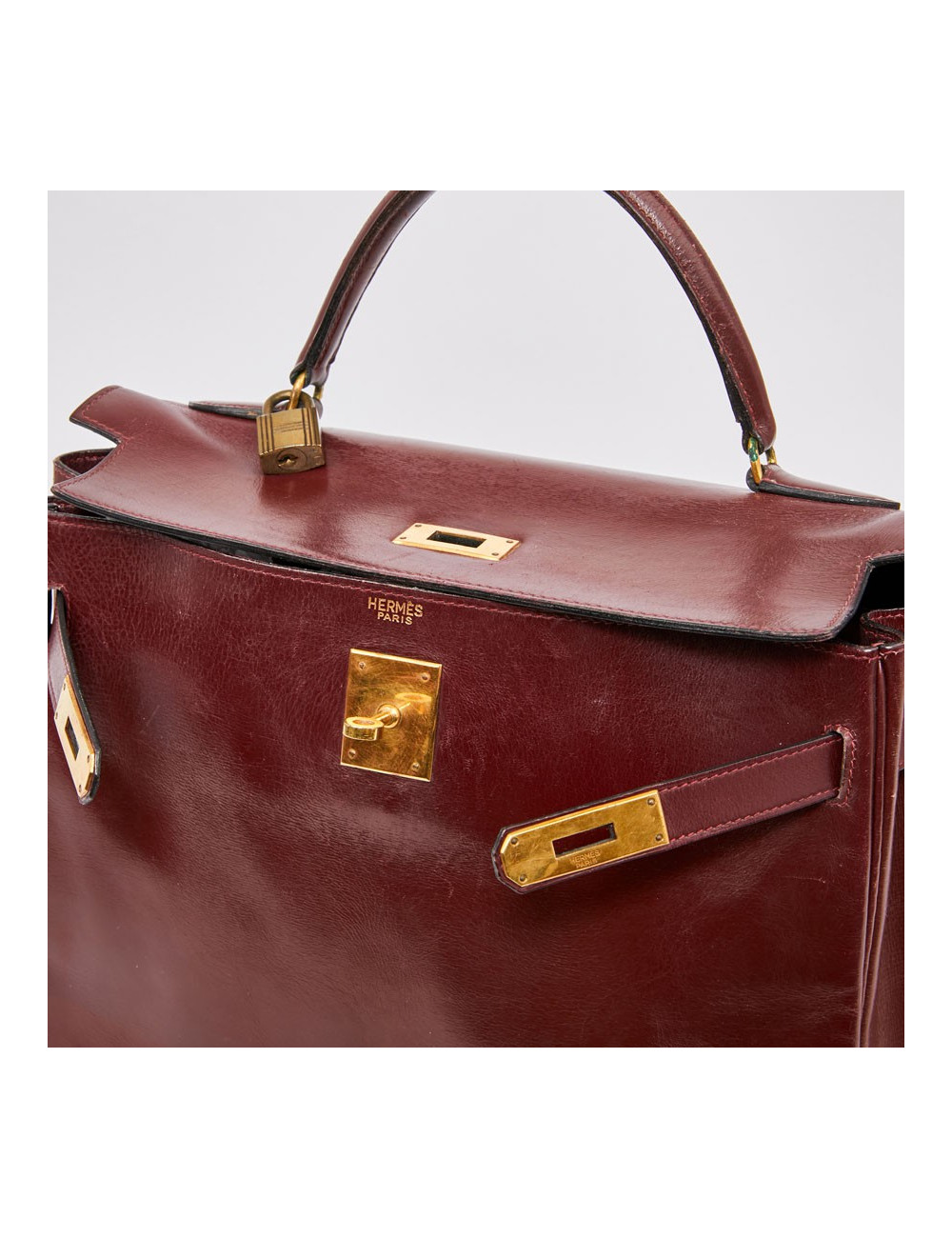 Kelly HERMES cuir box bordeaux