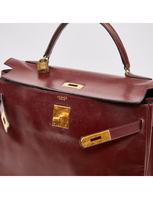 Kelly HERMES cuir box bordeaux