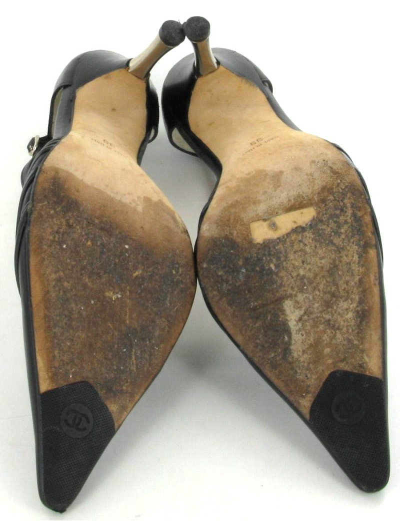 Escarpins CHANEL talon métal argenté T 39