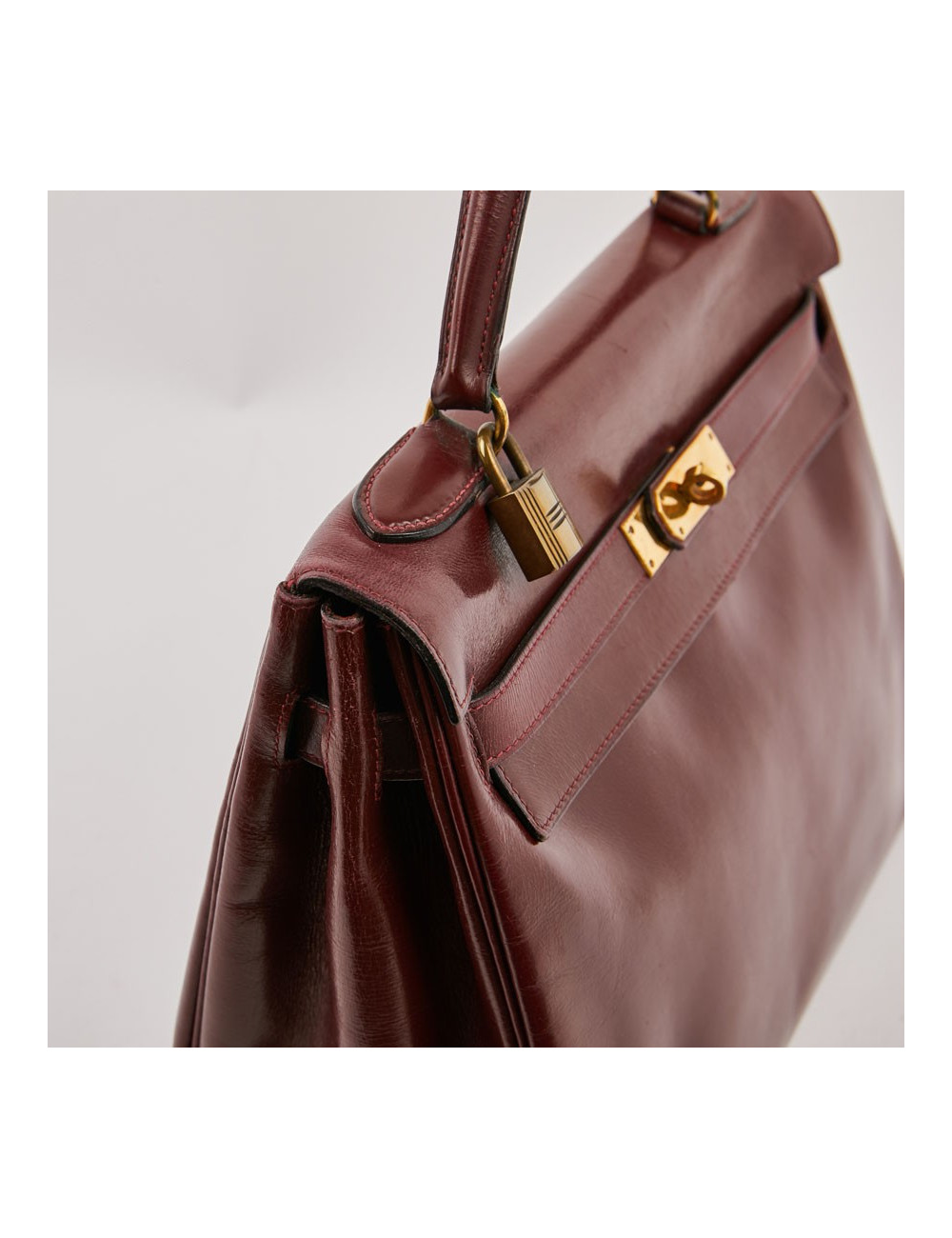 Kelly HERMES cuir box bordeaux