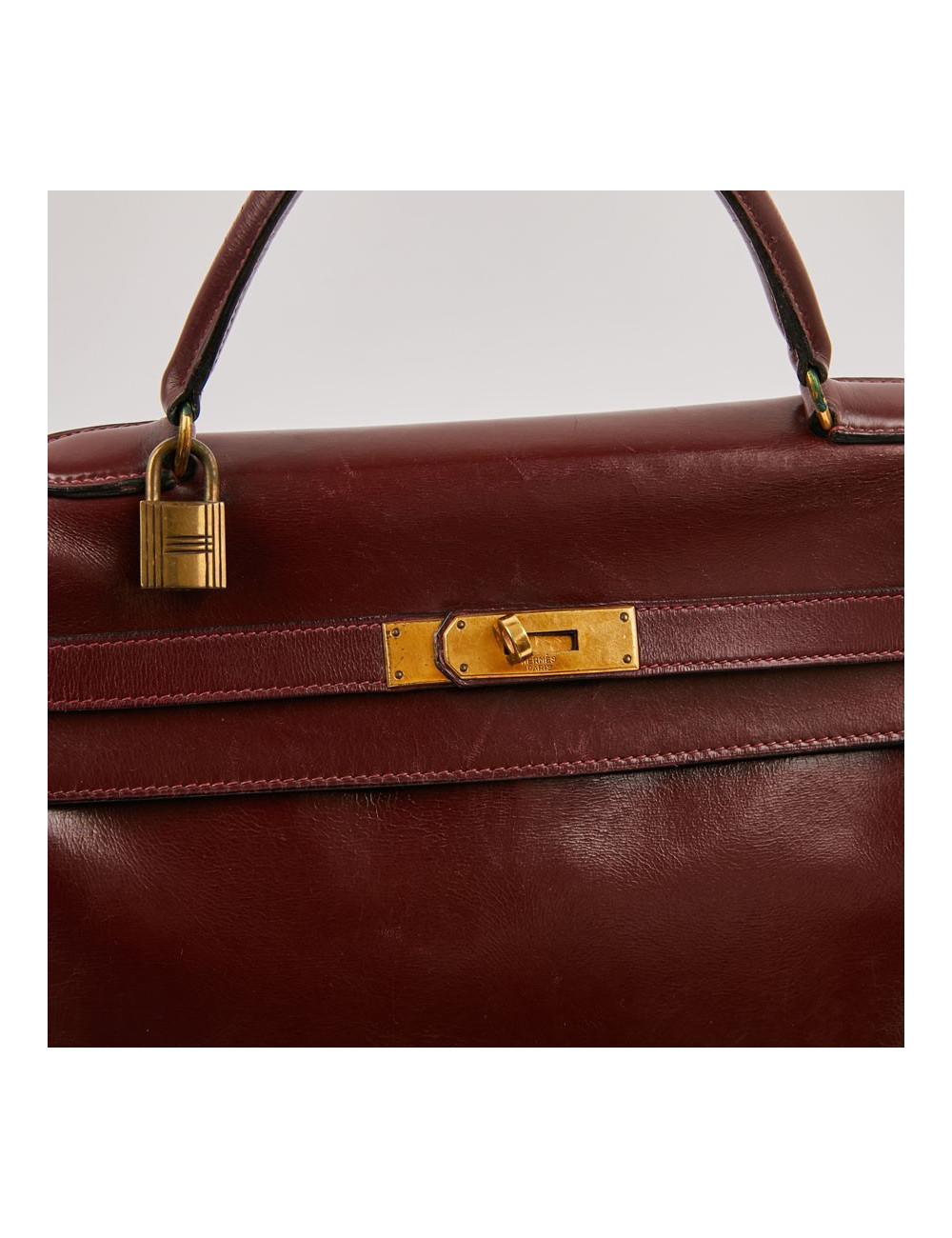 Kelly HERMES cuir box bordeaux