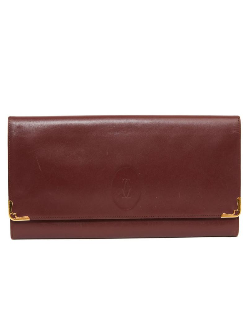 Pochette Cartier en cuir bordeaux