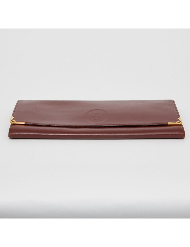 Pochette Cartier en cuir bordeaux