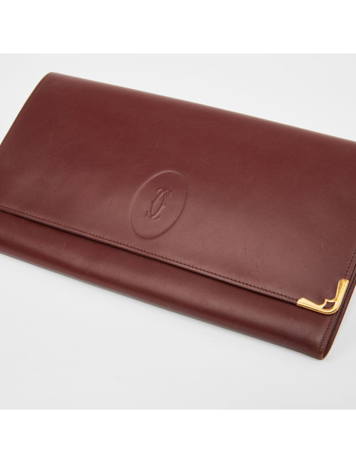 Pochette Cartier en cuir bordeaux