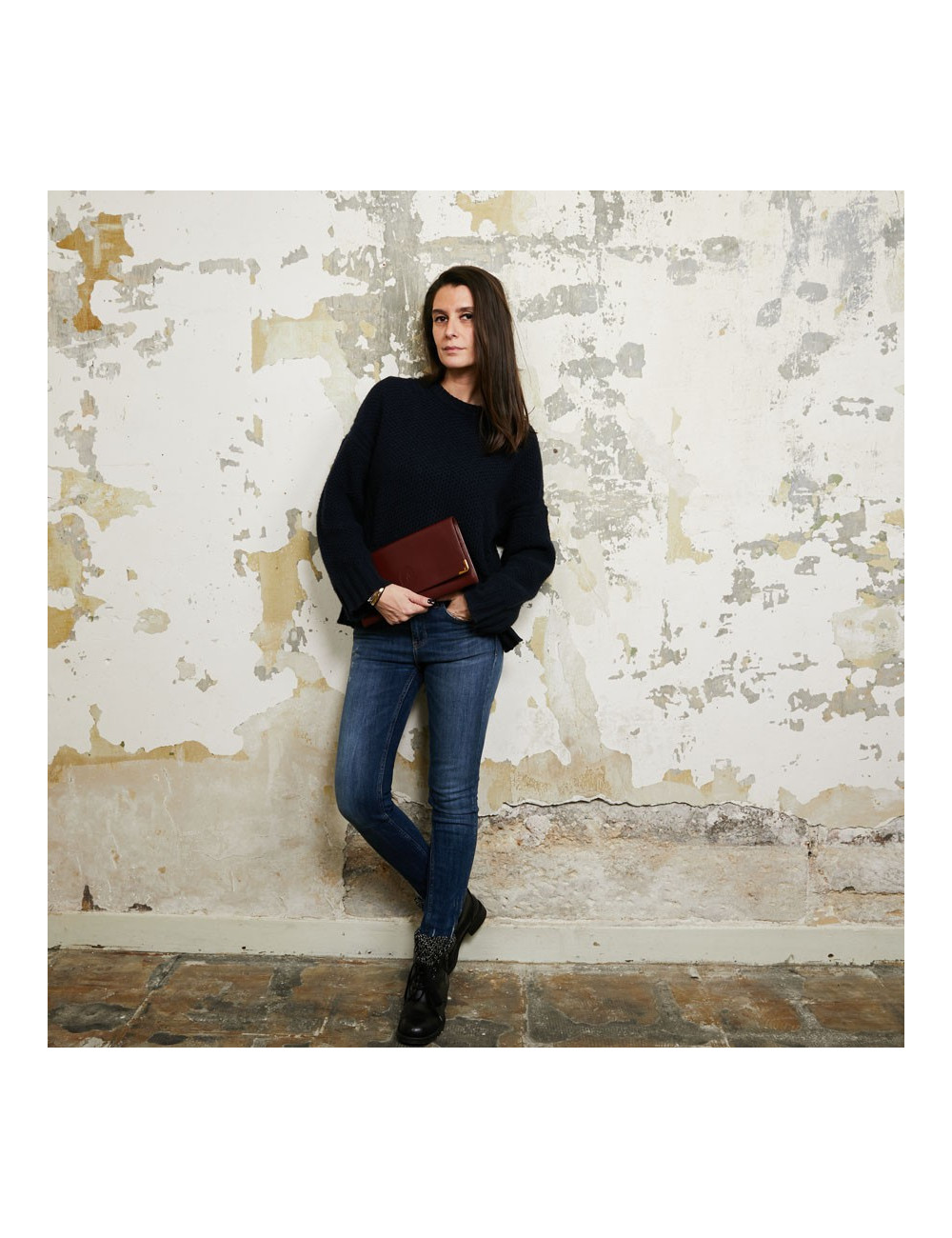 Pochette Cartier en cuir bordeaux