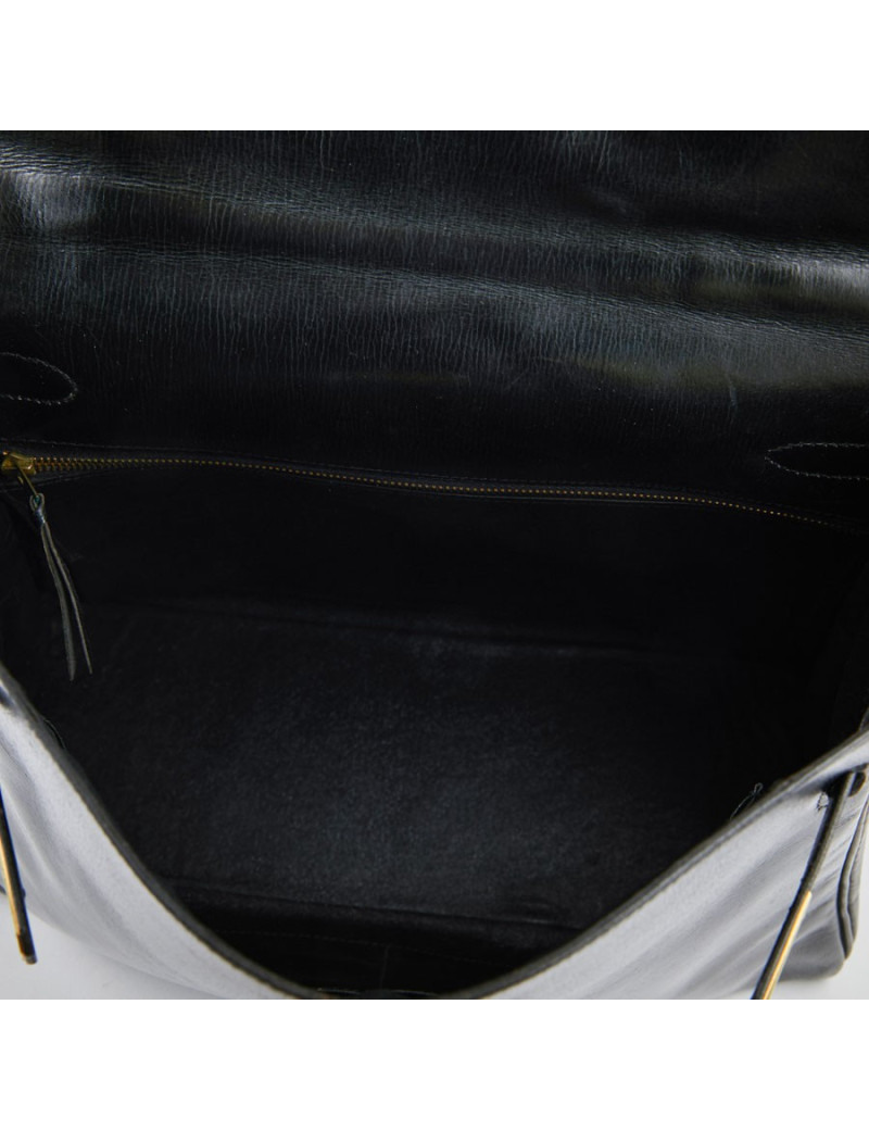 Sac Kelly 32 HERMES cuir box noir  Vintage