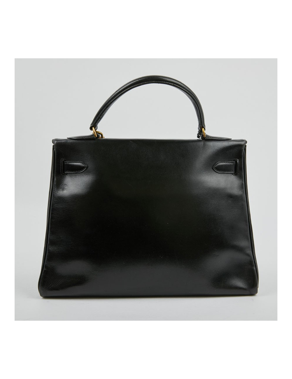 Sac Kelly 32 HERMES cuir box noir Vintage