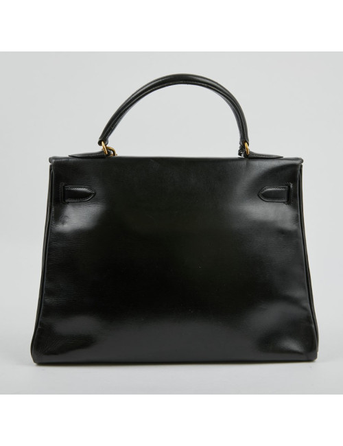 Sac Kelly 32 HERMES cuir box noir Vintage