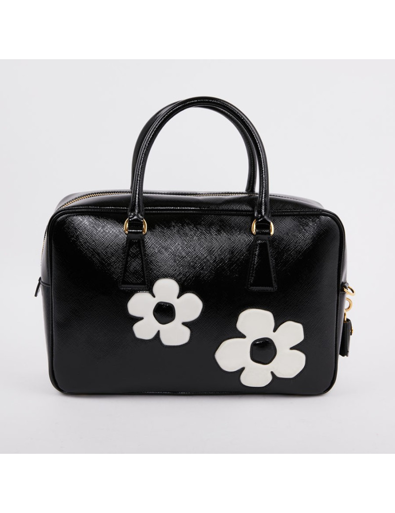 Sac PRADA  Baulleto en cuir Saffiano verni noir