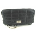 Bag CHANEL black quilted leather and silver jewellery