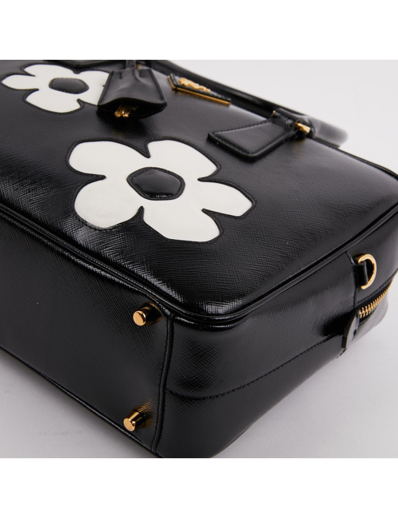 Sac PRADA  Baulleto en cuir Saffiano verni noir