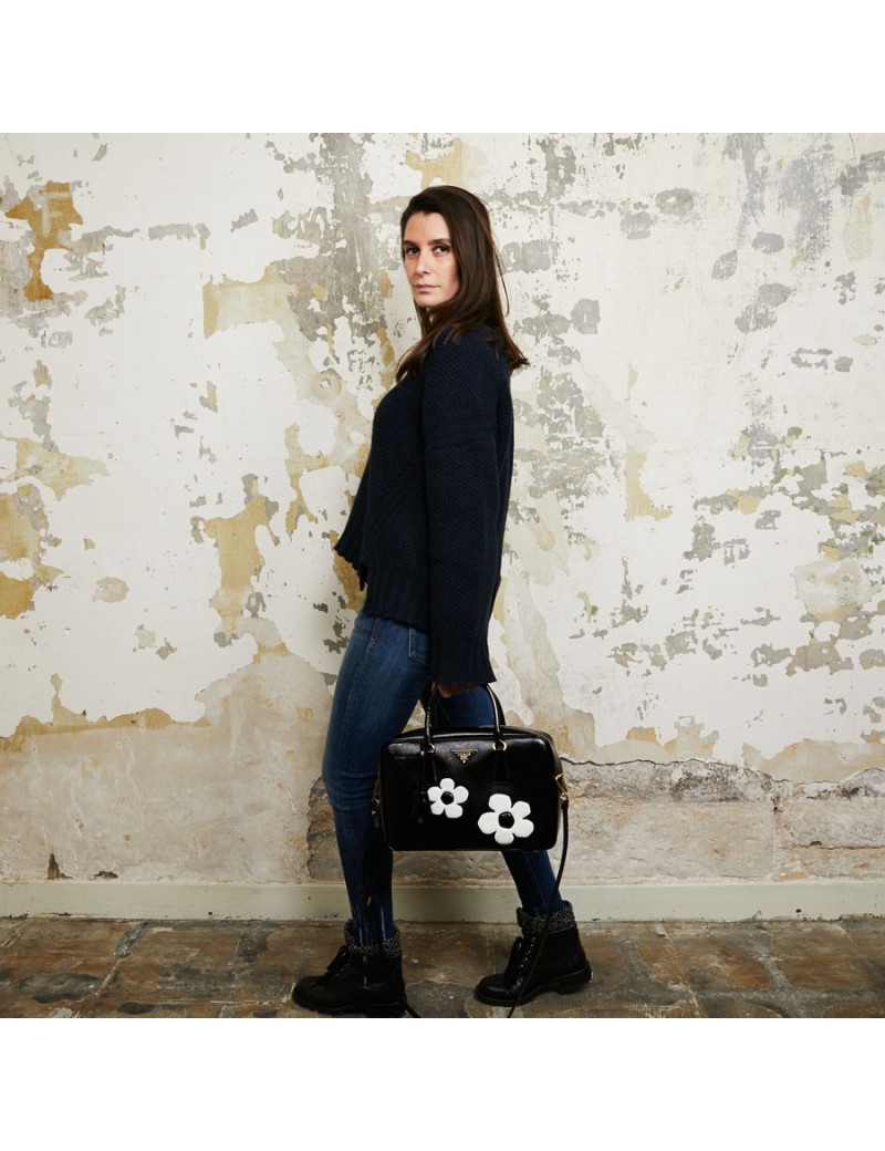 Sac PRADA  Baulleto en cuir Saffiano verni noir