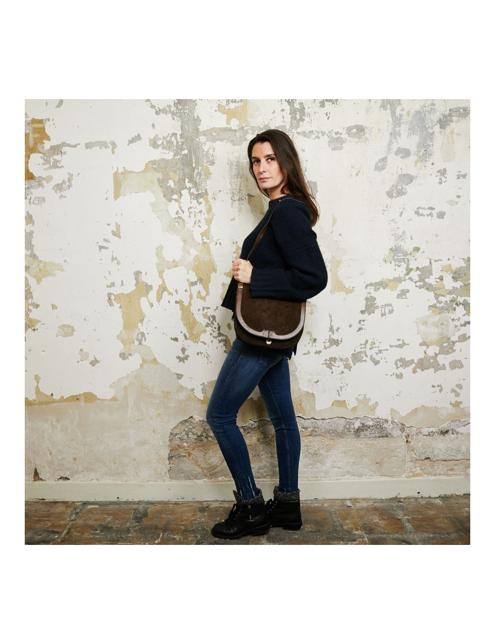 Sac DIOR Veau Velours Marron 